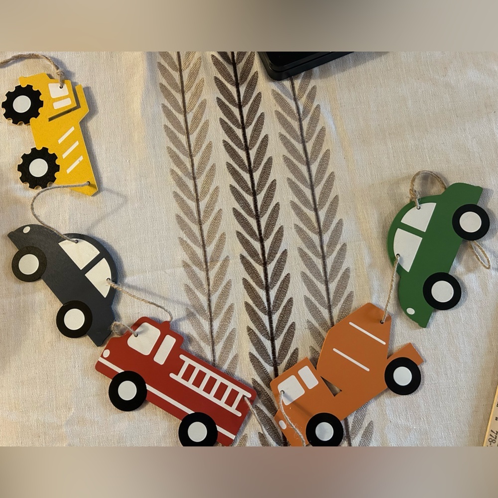 Colorful Wooden Vehicle Garland - Multicolor